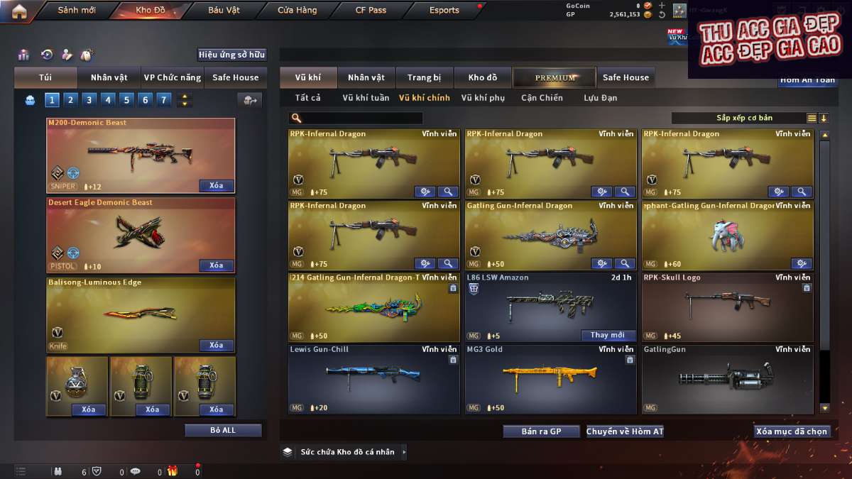 shop acc cf uy tin gia re